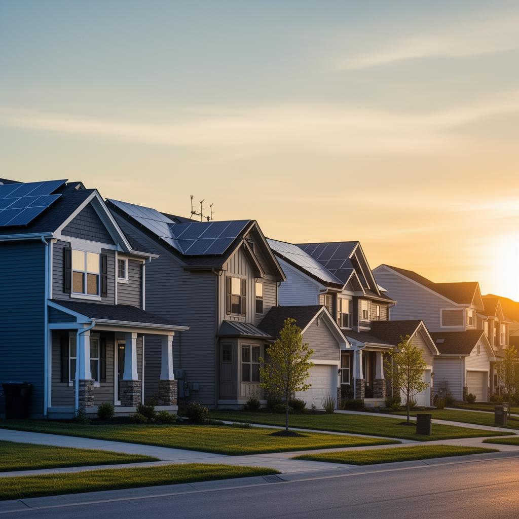 Ohio neighborhood homes at sunset